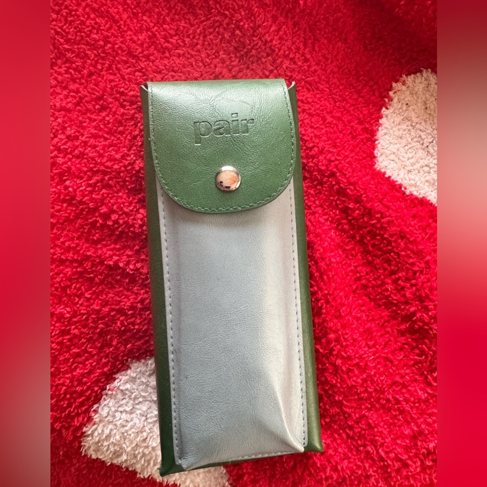 Pair- Blue Light glasses w/Green Leather Case *has a light magnifying effect*